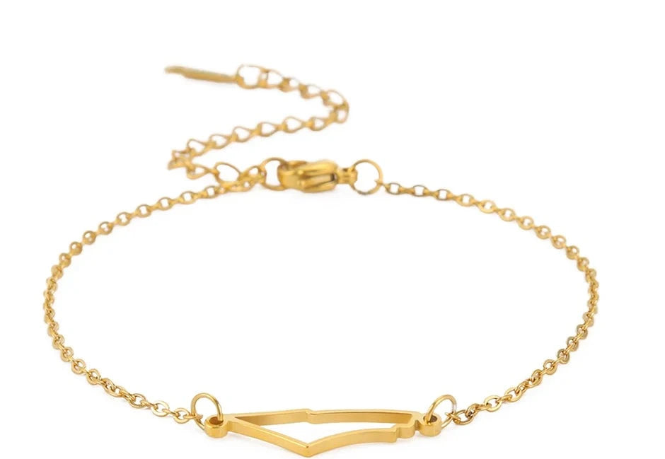 Belleza Mundial Pulseras de Dijes de Acero Inoxidable Dorado