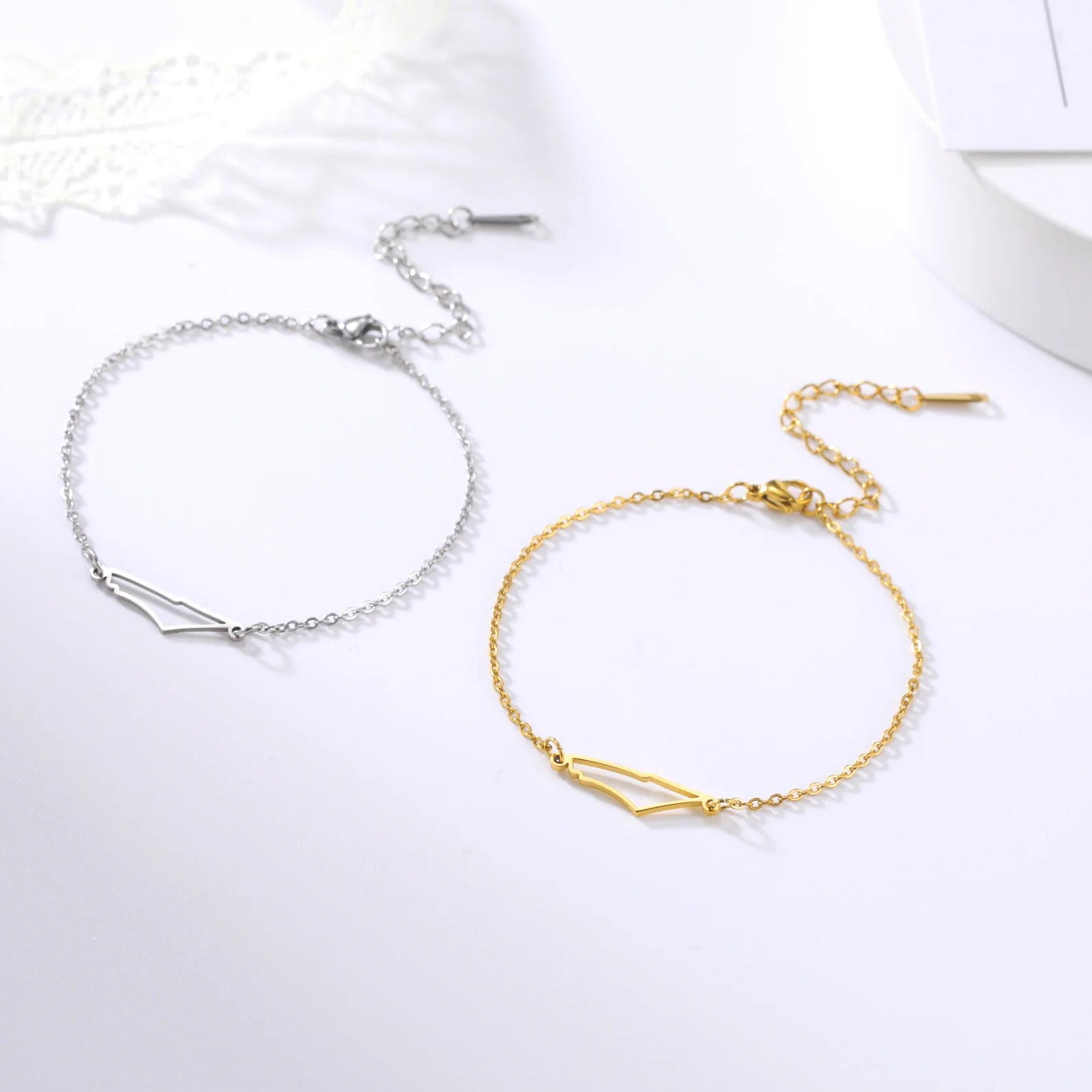 Belleza Mundial Pulseras de Dijes de Acero Inoxidable Dorado