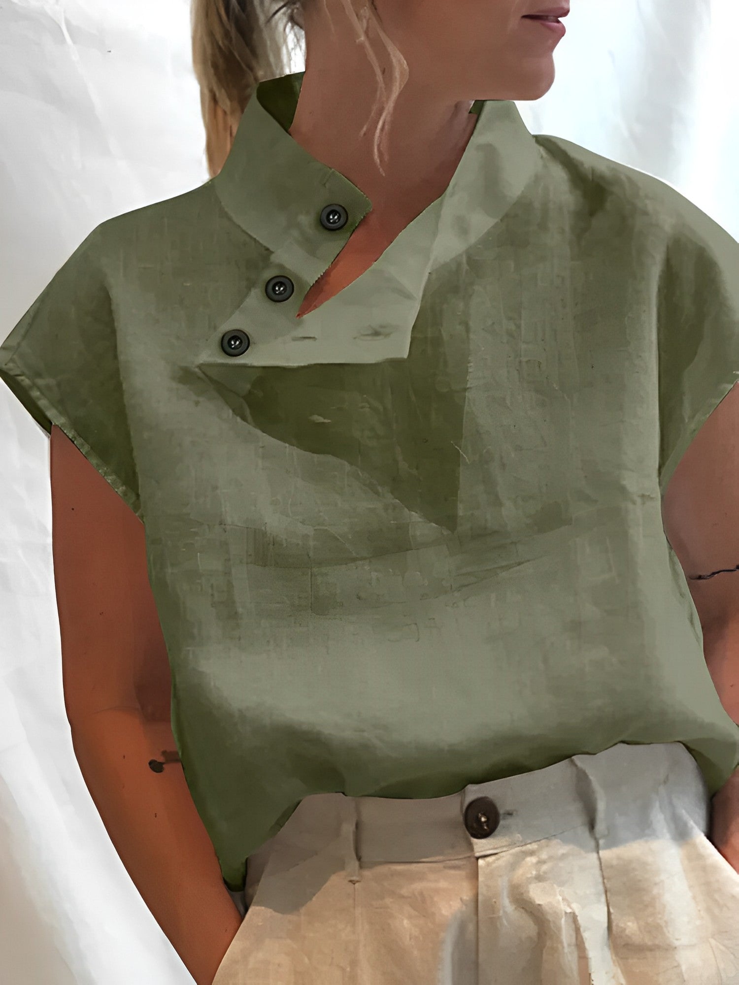 Verfeinerte Eleganz Baumwoll-Leinen Damenblusen