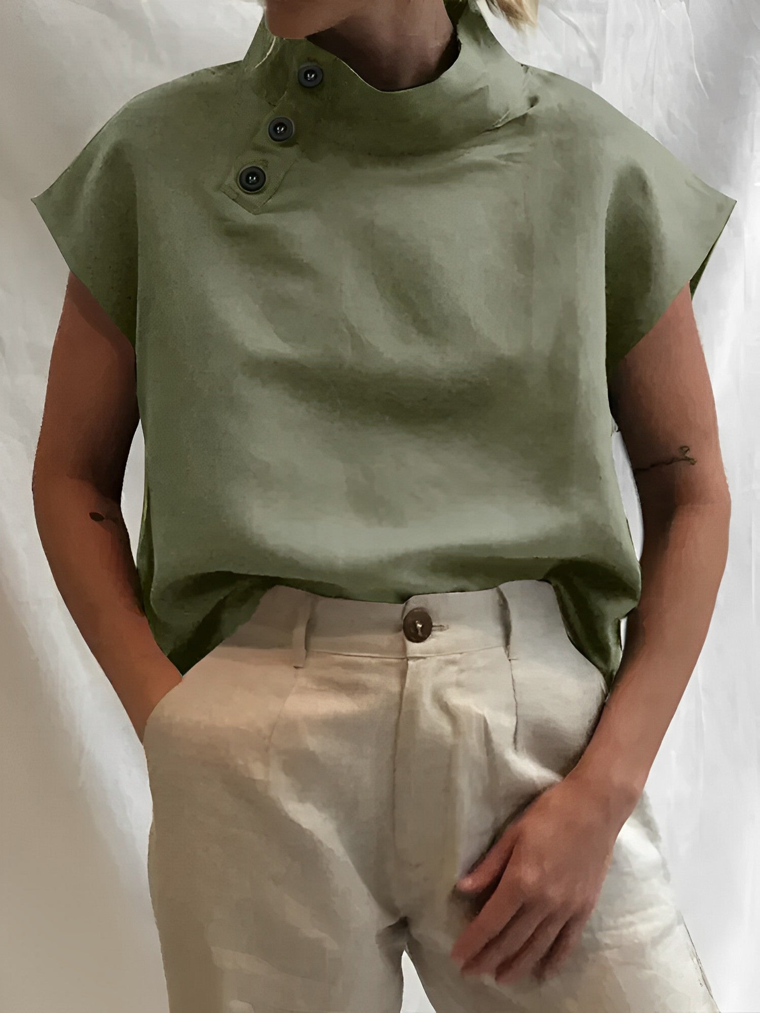 Verfeinerte Eleganz Baumwoll-Leinen Damenblusen