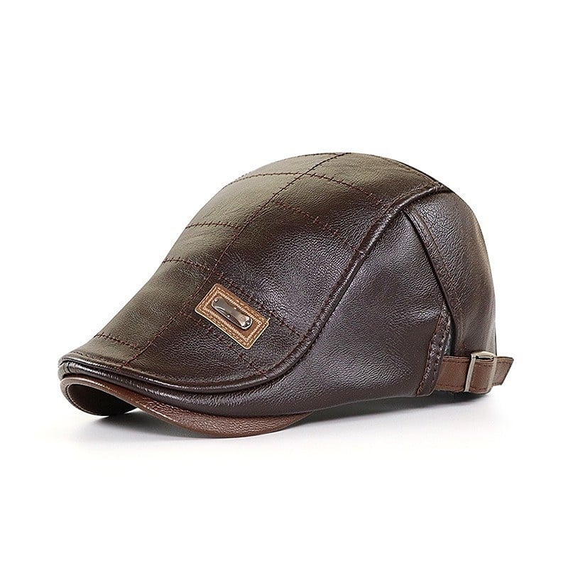 Bruine leren baret van Cersoni met een iconisch ontwerp en gestikte details. Deze elegante baret heeft een stijlvolle uitstraling en een verstelbare band voor optimaal comfort.