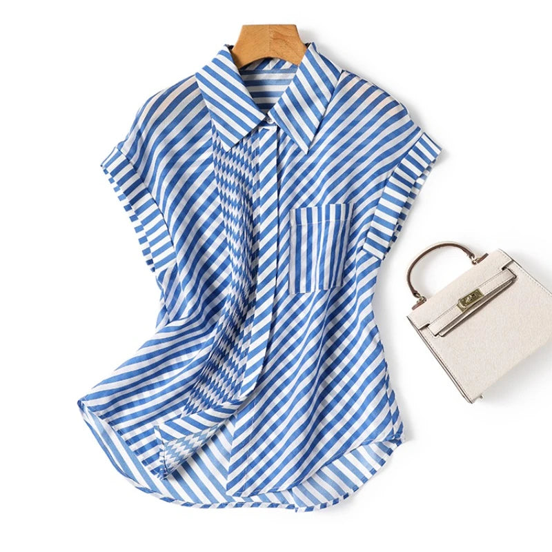 Zomer Chic Shirt Streep Vintage Blouse