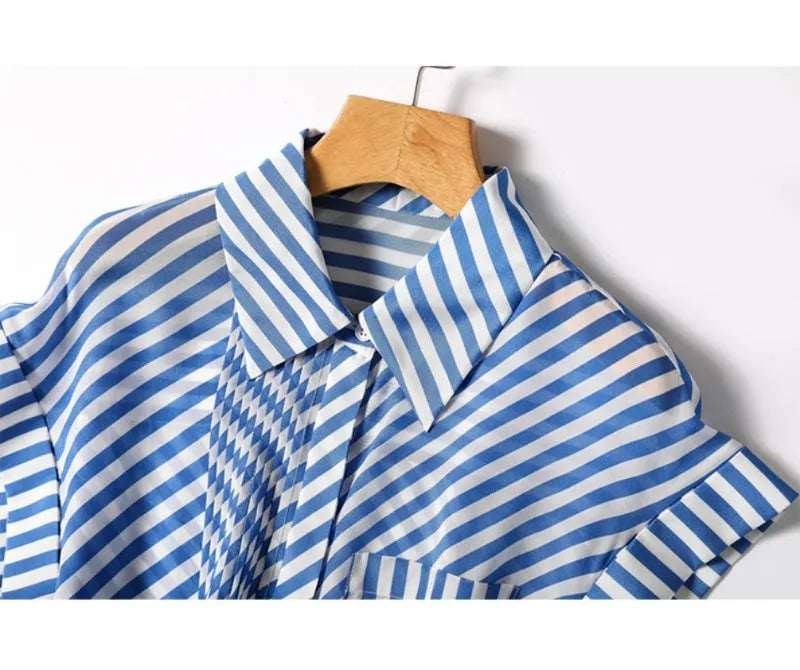 Zomer Chic Shirt Streep Vintage Blouse