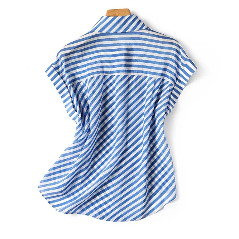 Zomer Chic Shirt Streep Vintage Blouse