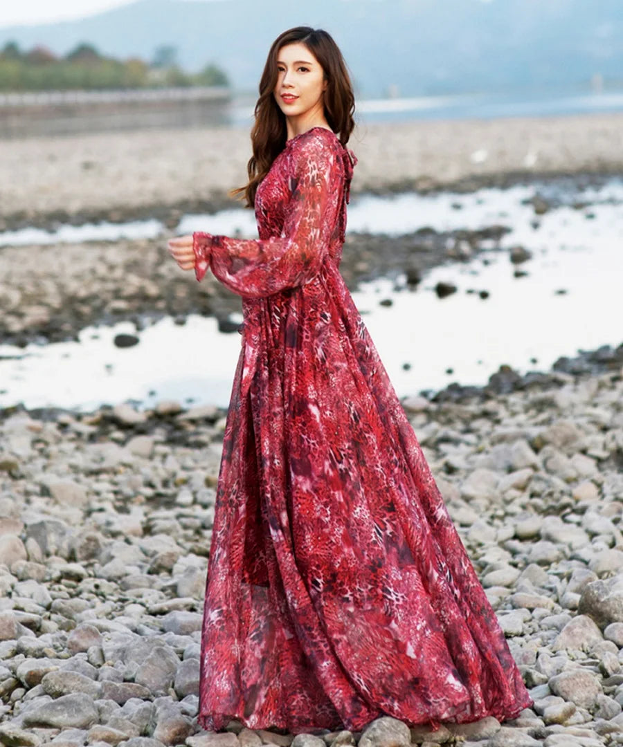 ZomerFlirt Wilde Bloem Chiffon Strandjurk