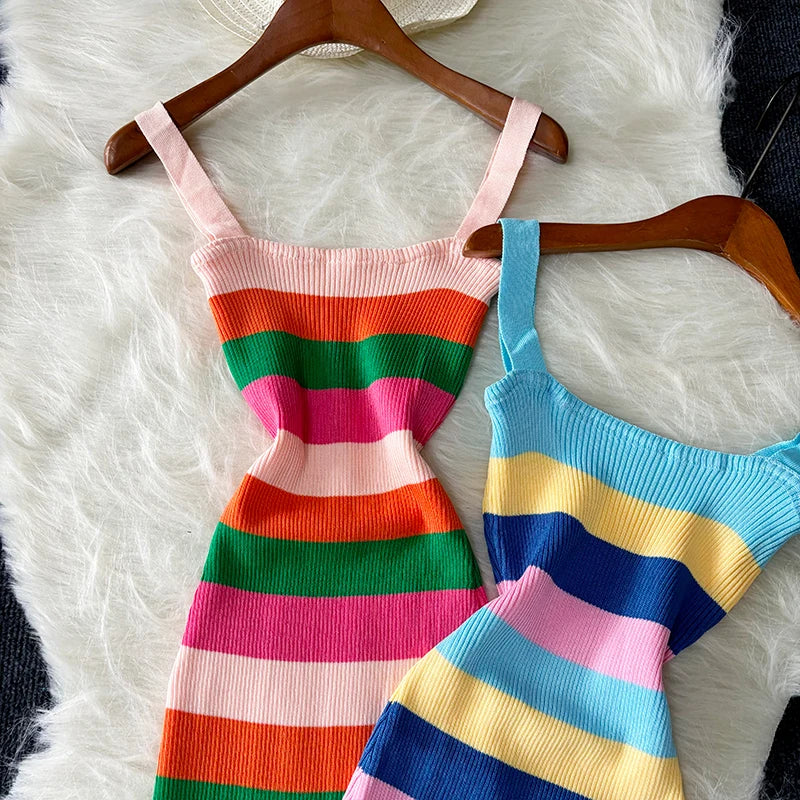 Elegante Abito Maxi Estivo Arcobaleno