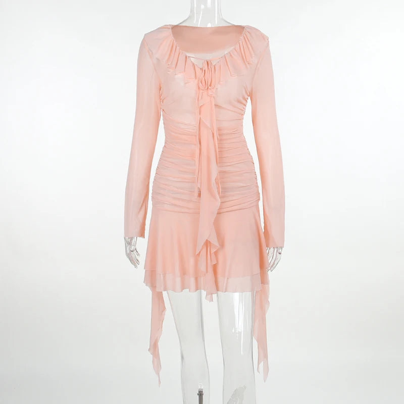 Elegante Mesh Geplisseerde Damesjurk