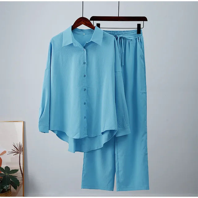 Zenith Fashion Linen Blouse and Pants Set