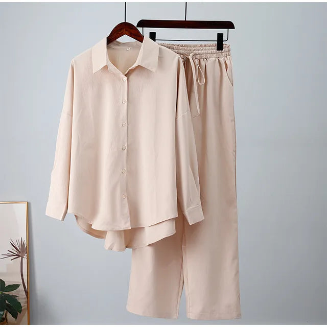 Zenith Fashion Linen Blouse and Pants Set