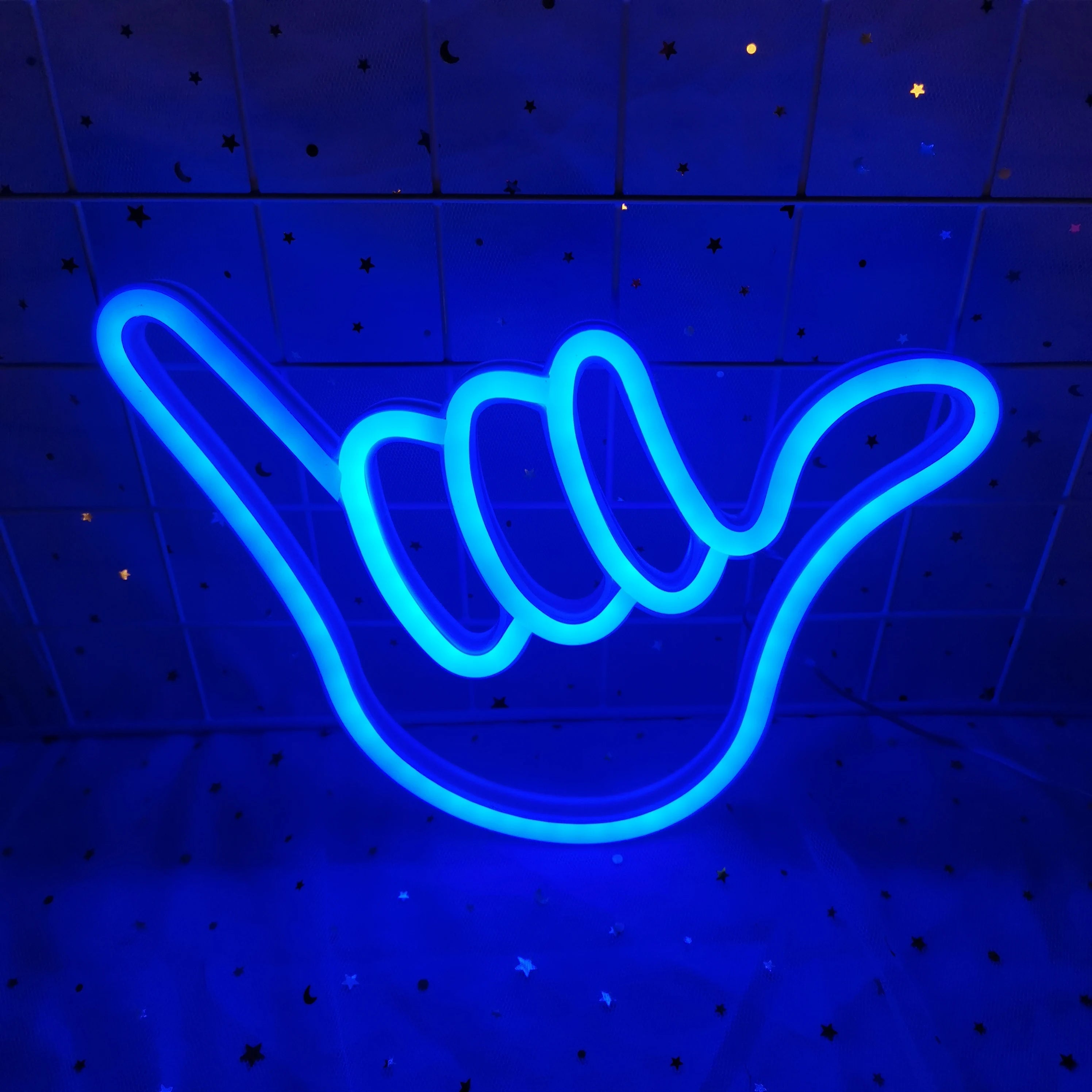 Creativa lampada da parete LED al neon Mano della pace