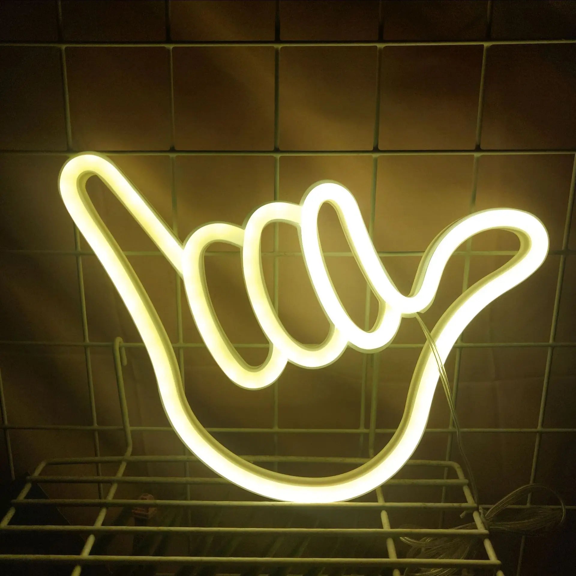 Creativa lampada da parete LED al neon Mano della pace