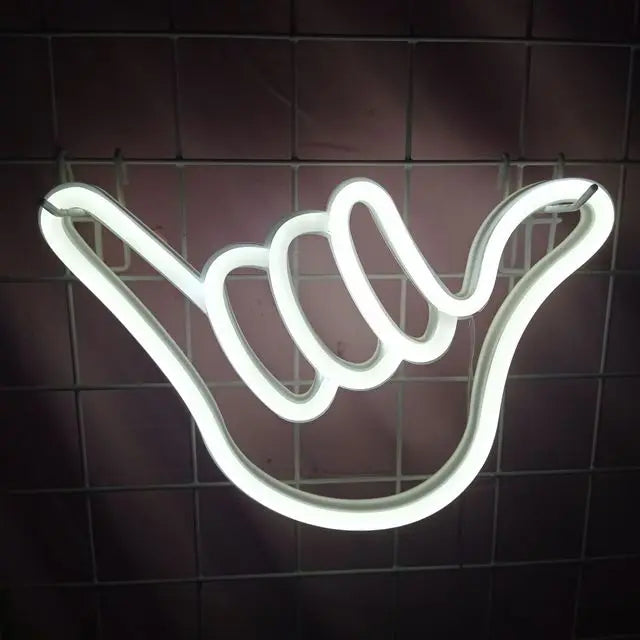 Creativa lampada da parete LED al neon Mano della pace