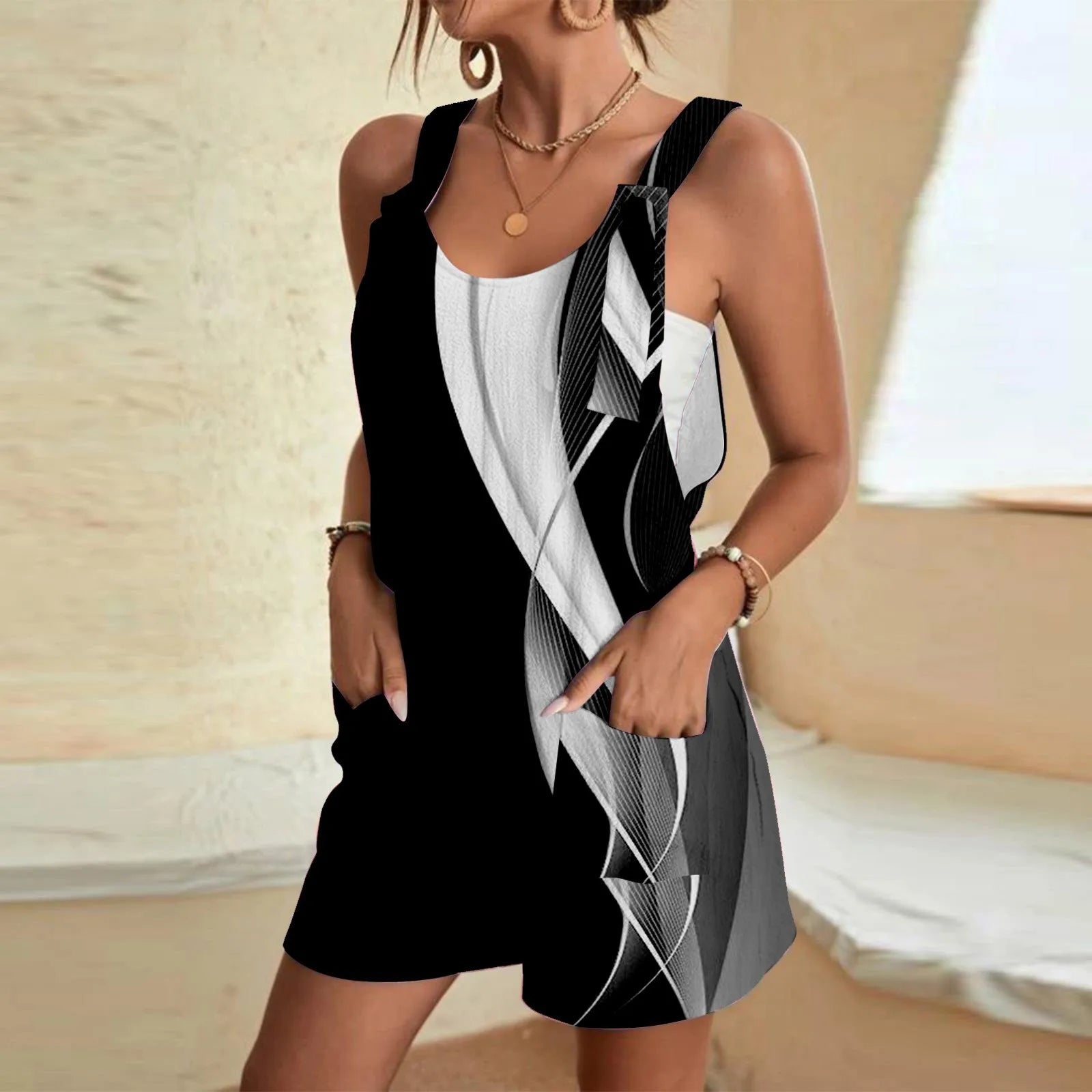 Stijlvolle Aurora Dames Print Jumpsuit met Zakken