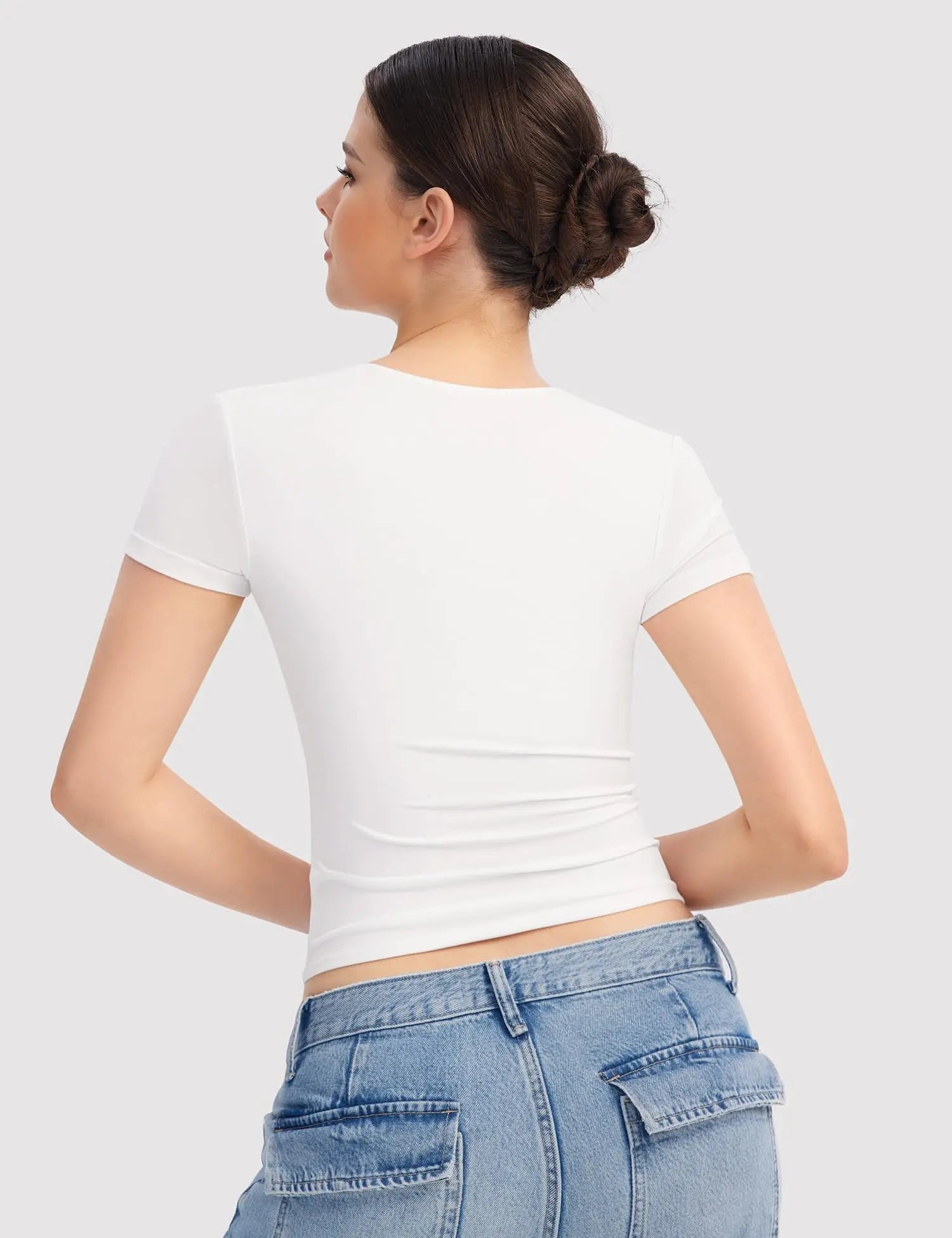 ChicFusion Vrouwelijke Vierkante Hals Slim-Fit Tee