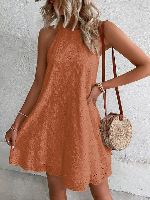 Ladies Elegant Summer Mini Dress White Sleeveless Party Dress