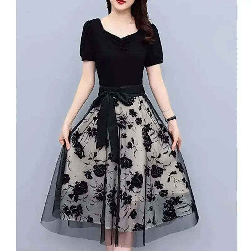 Summer Breeze Elegant Mesh Split Long Dress for Women