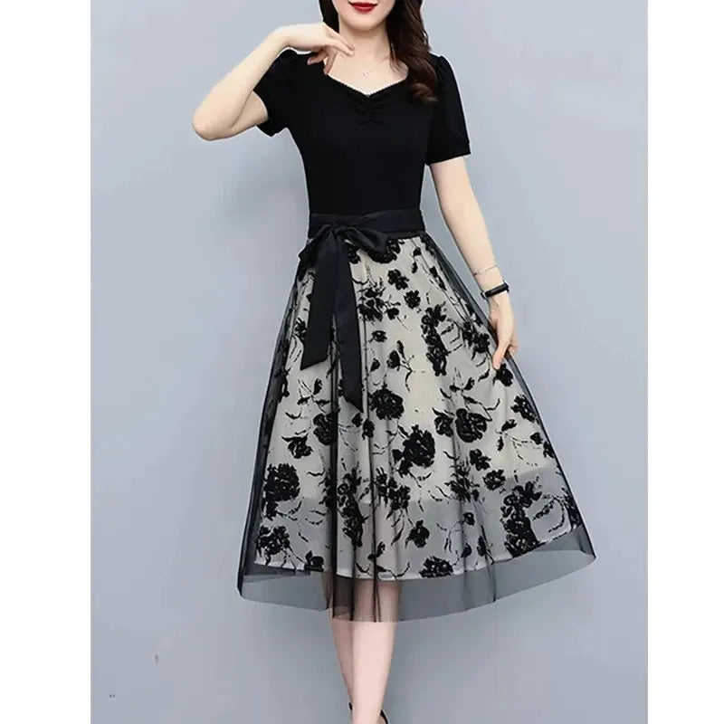 Summer Breeze Elegant Mesh Split Long Dress for Women