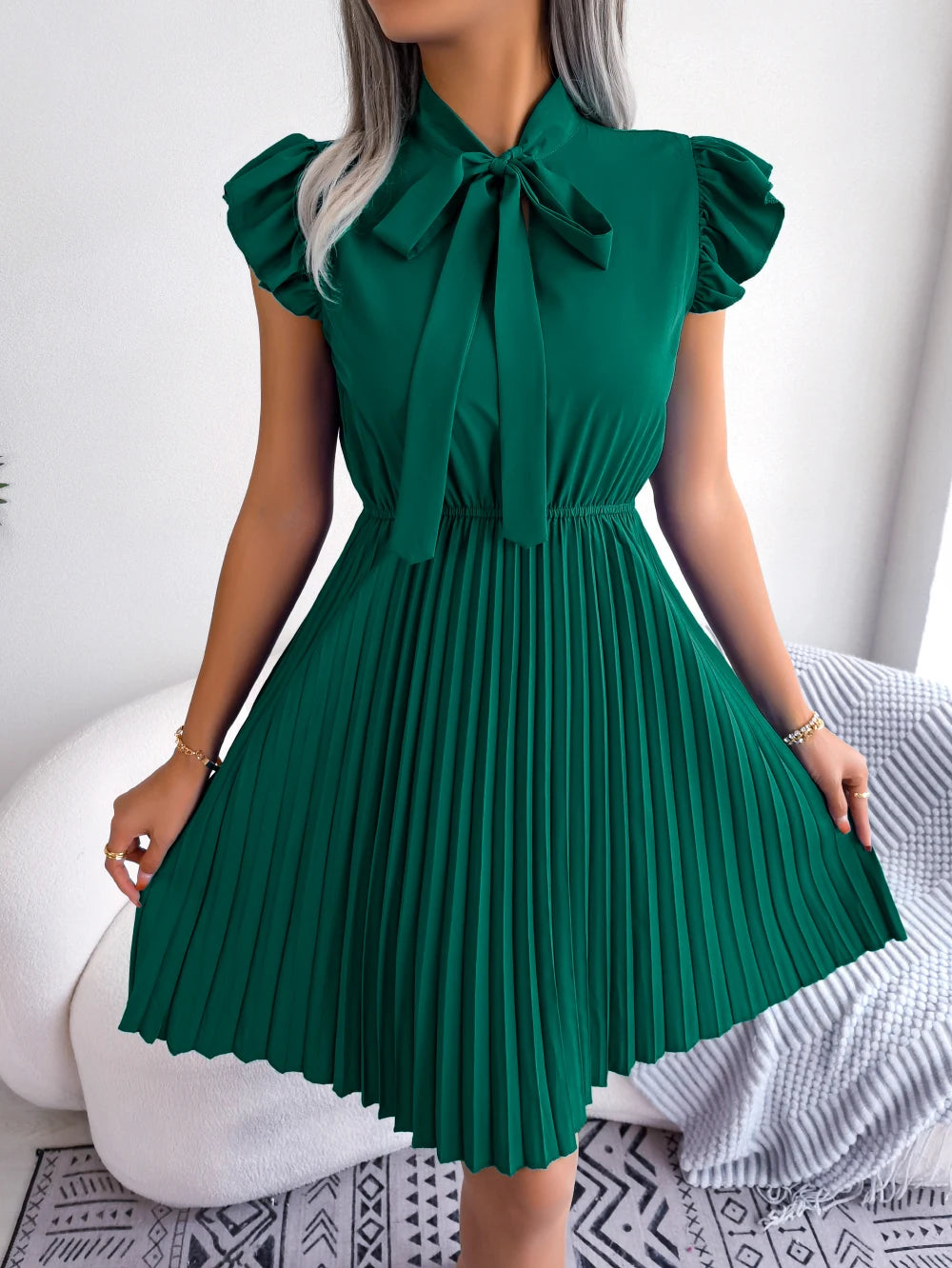Zomerse Bowknot Pleated Jurk door ModeGlam