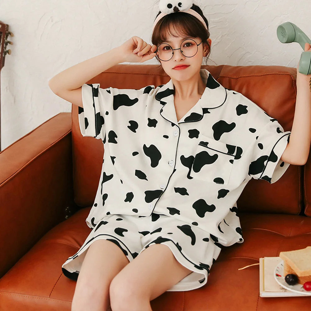 Celestia Zomerse Koeienprint Pyjama Set