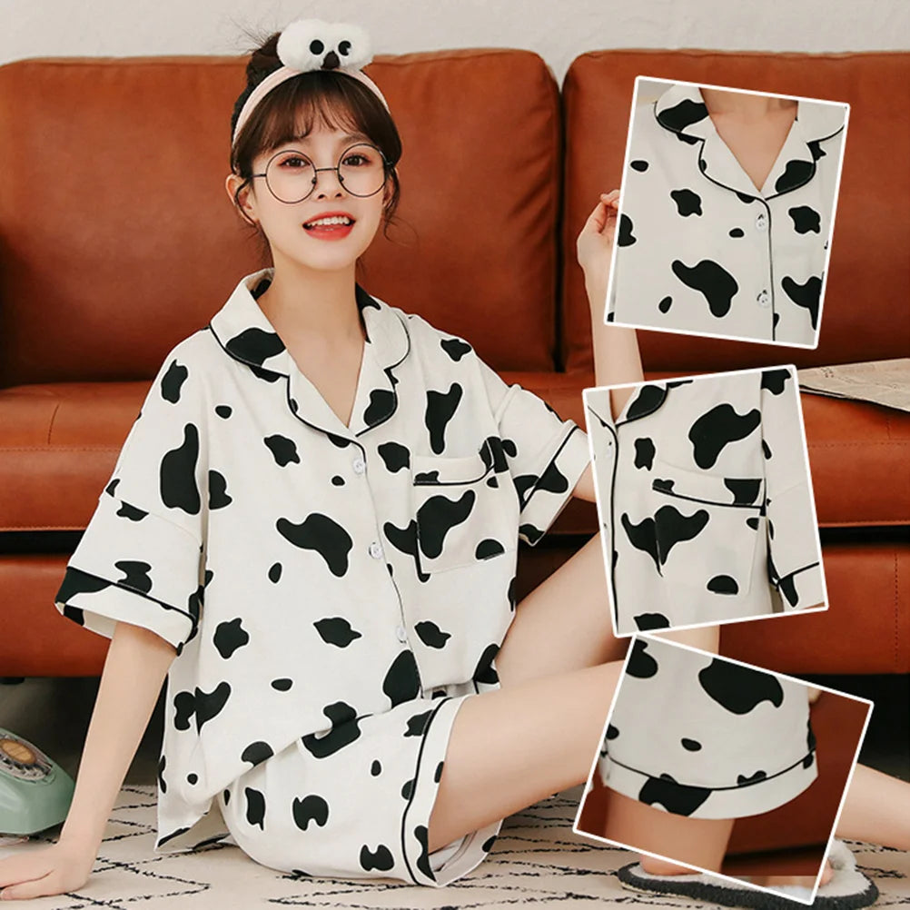 Celestia Zomerse Koeienprint Pyjama Set