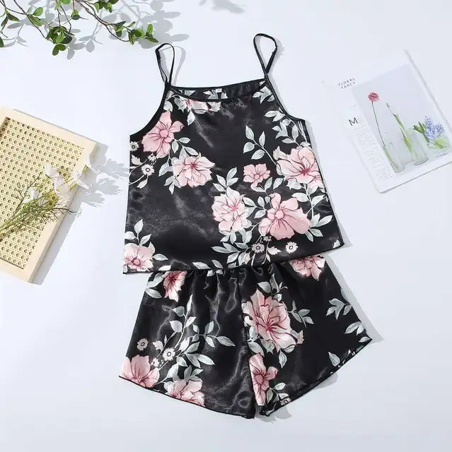 AllureDreams Dames Pyjama Set met Bloemenprint