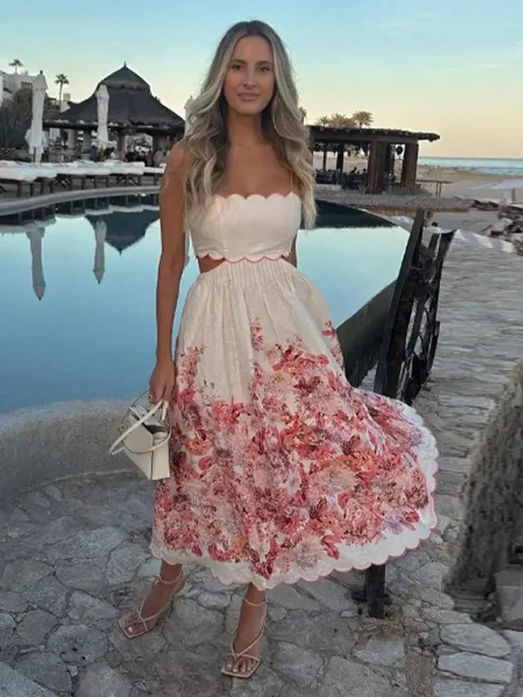 Vestito midi con stampa floreale vivace Leeter