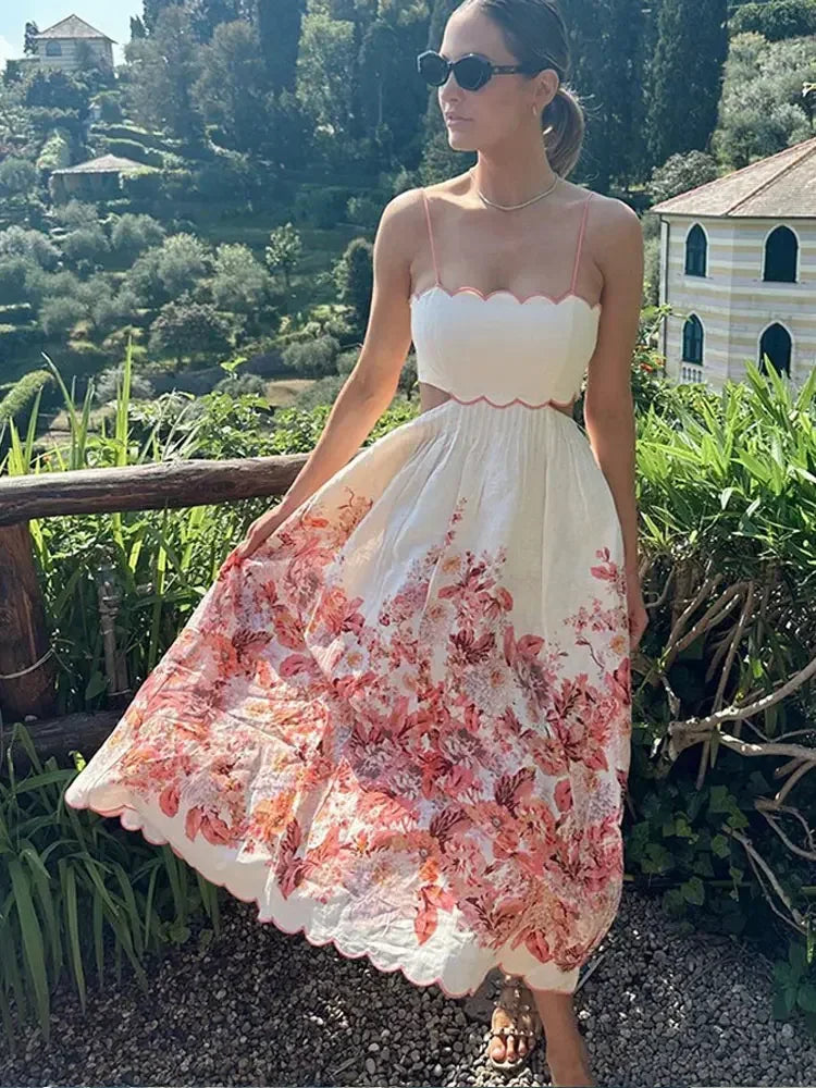 Vestito midi con stampa floreale vivace Leeter