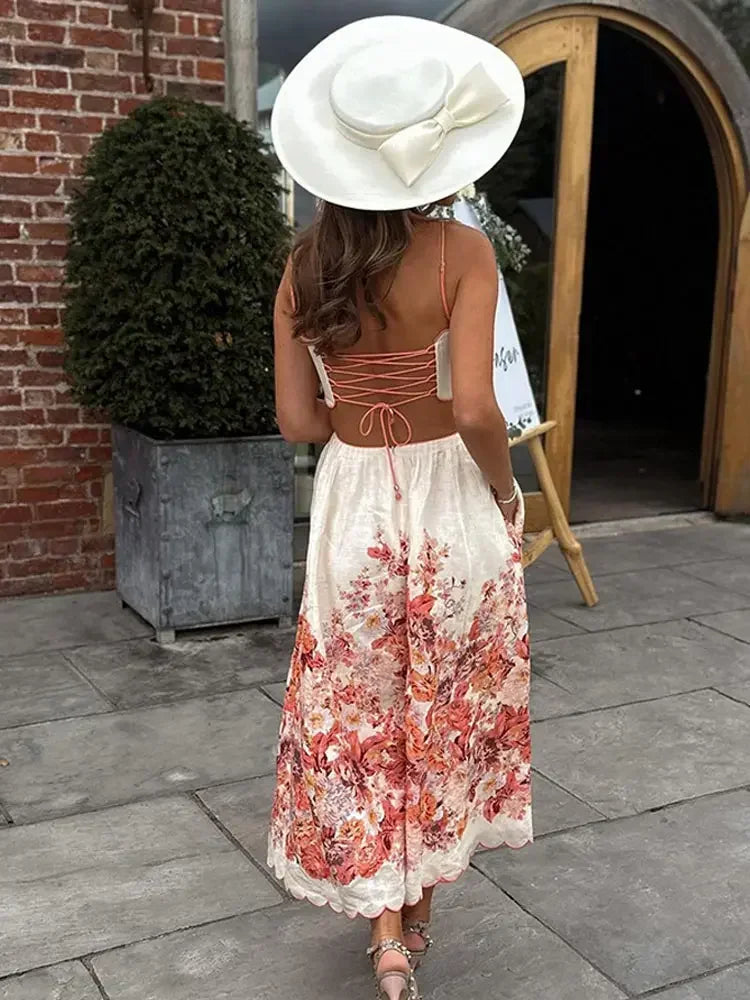 Vestito midi con stampa floreale vivace Leeter