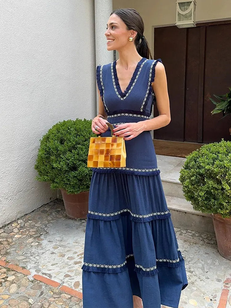 Chique Vintage Zomerjurk met Franjes en Ruches