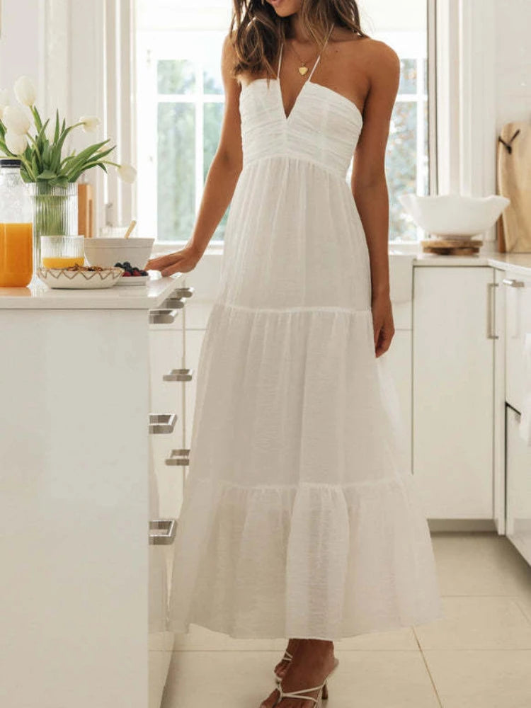 Splendore Estivo Abito Boho con Scollo all'Americana