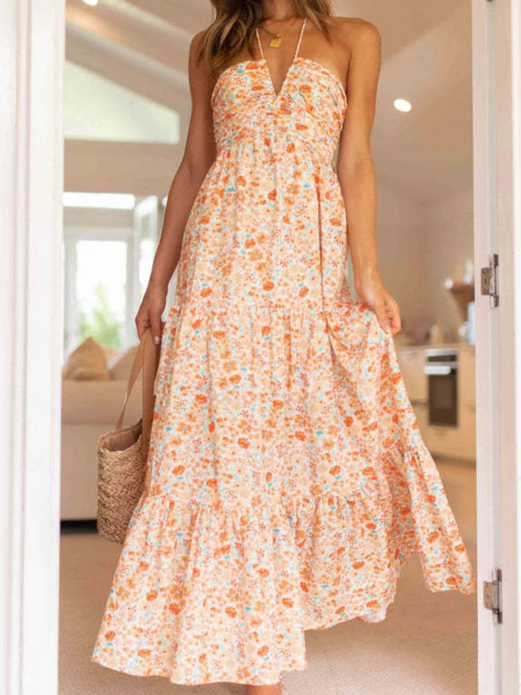 Splendore Estivo Abito Boho con Scollo all'Americana