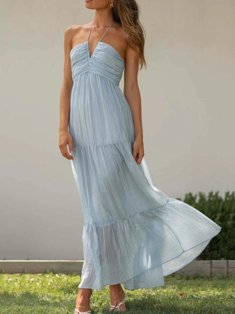 Splendore Estivo Abito Boho con Scollo all'Americana