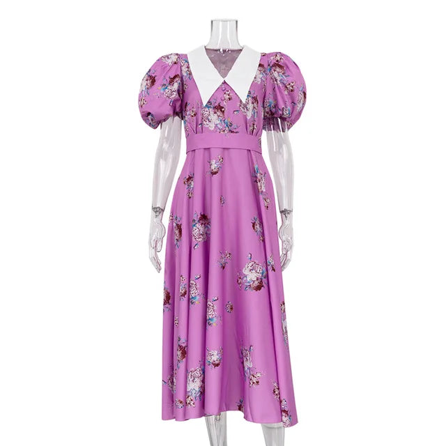 Enchanting Garden Style Floral Print Party Dress
