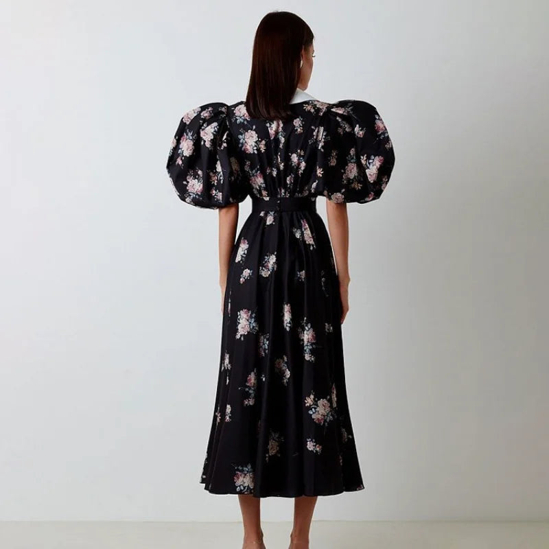 Enchanting Garden Style Floral Print Party Dress