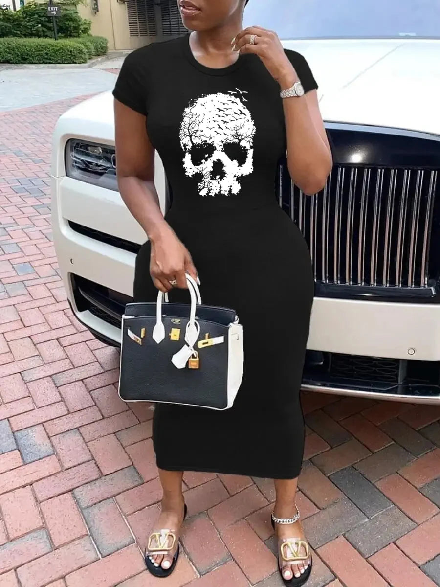 Stoere Zomerjurk met Skull Patroon