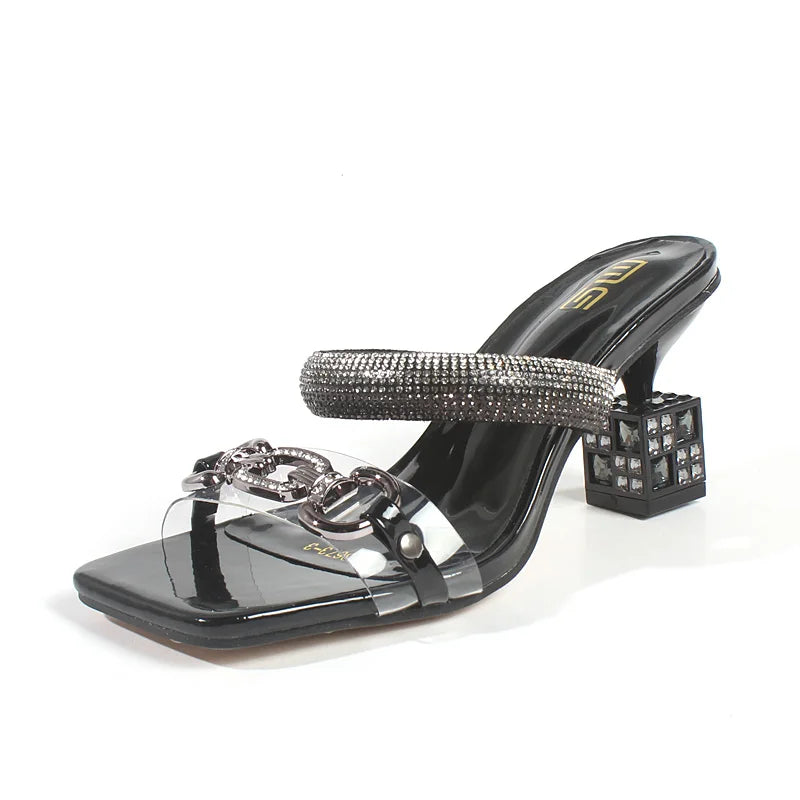 Elegancia Moda Kristall Schnallen Sandalen
