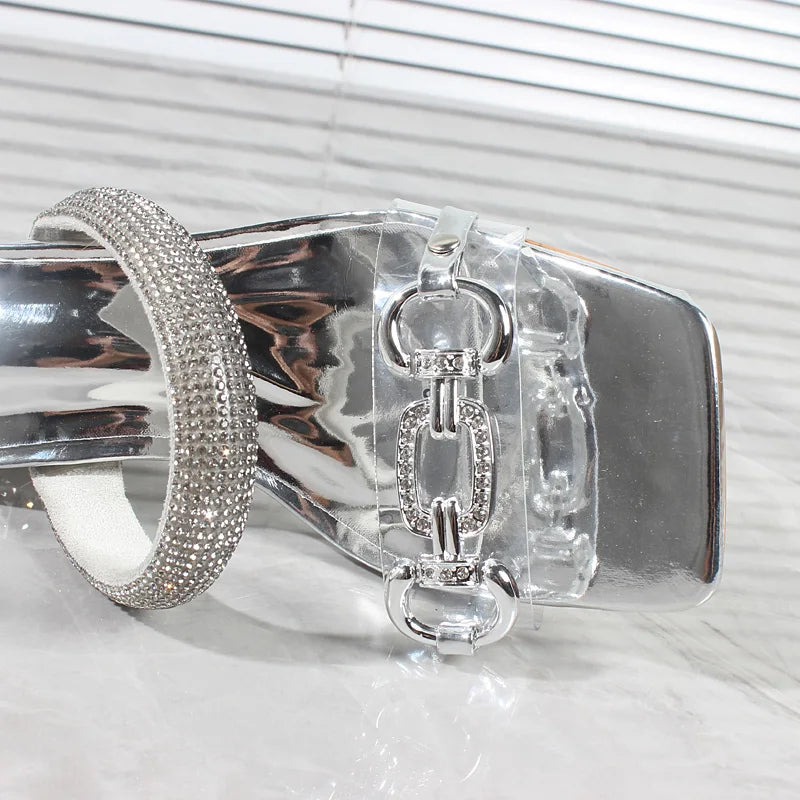 Elegancia Moda Kristall Schnallen Sandalen