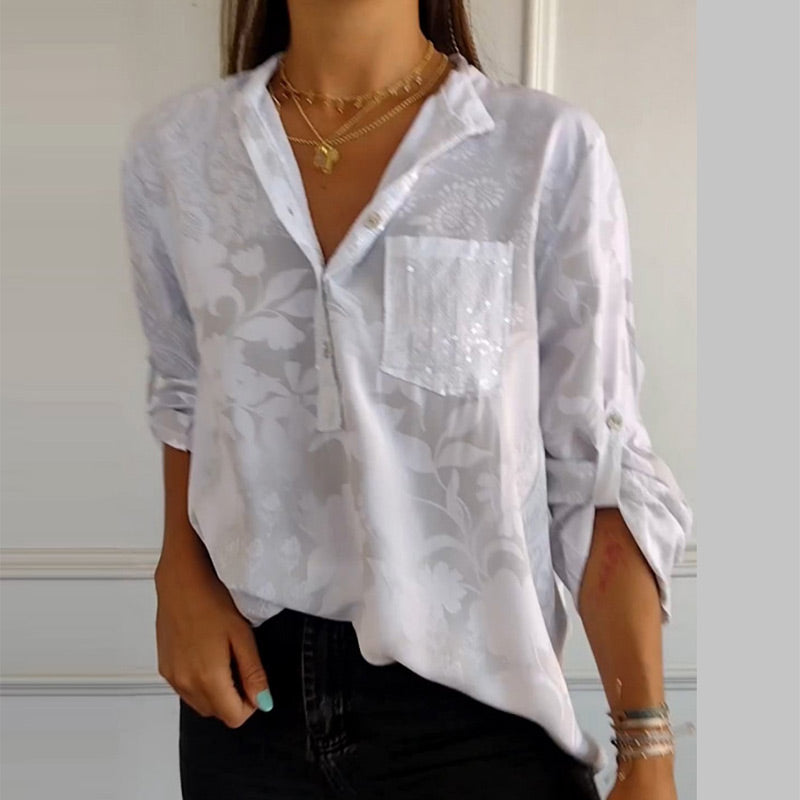 Daniela | Bedrukte zomerblouse met lange mouwen