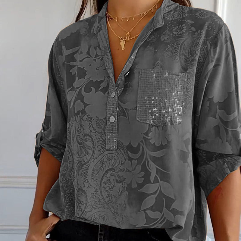 Daniela | Bedrukte zomerblouse met lange mouwen