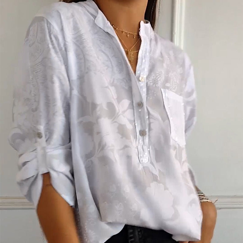 Daniela | Bedrukte zomerblouse met lange mouwen