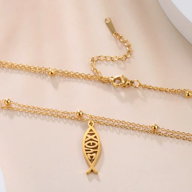 Inspirerende Dawapara Jezus Vis Ichthys Symbool Ketting