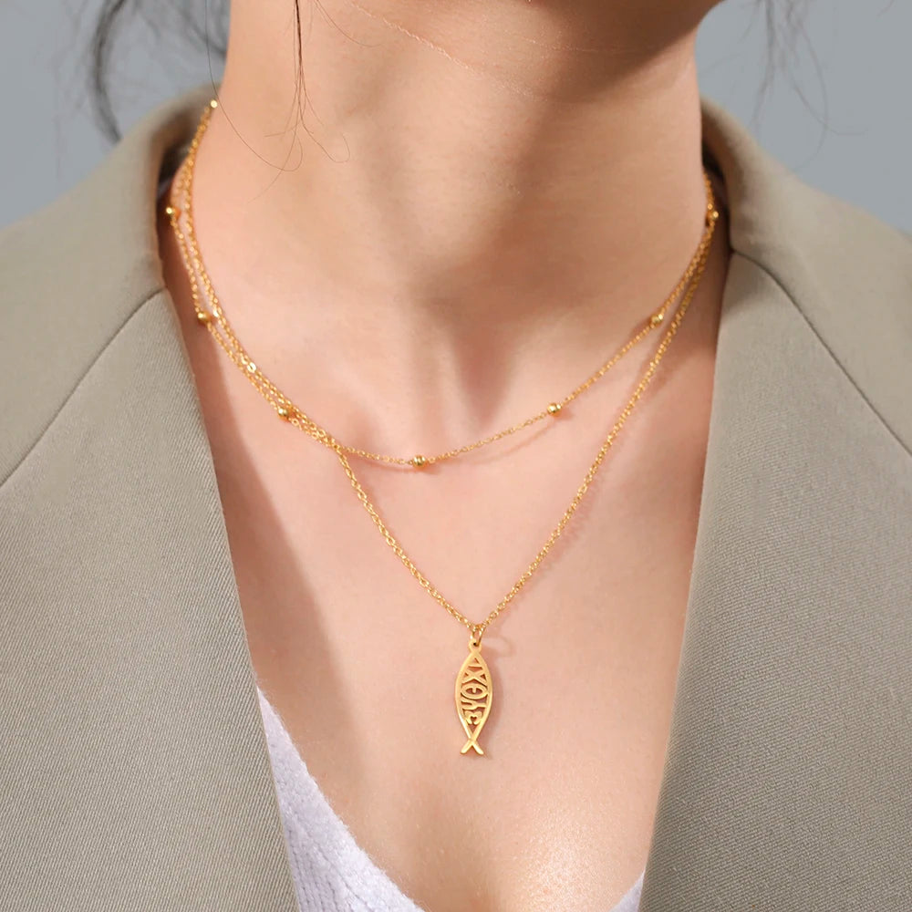 Inspirerende Dawapara Jezus Vis Ichthys Symbool Ketting