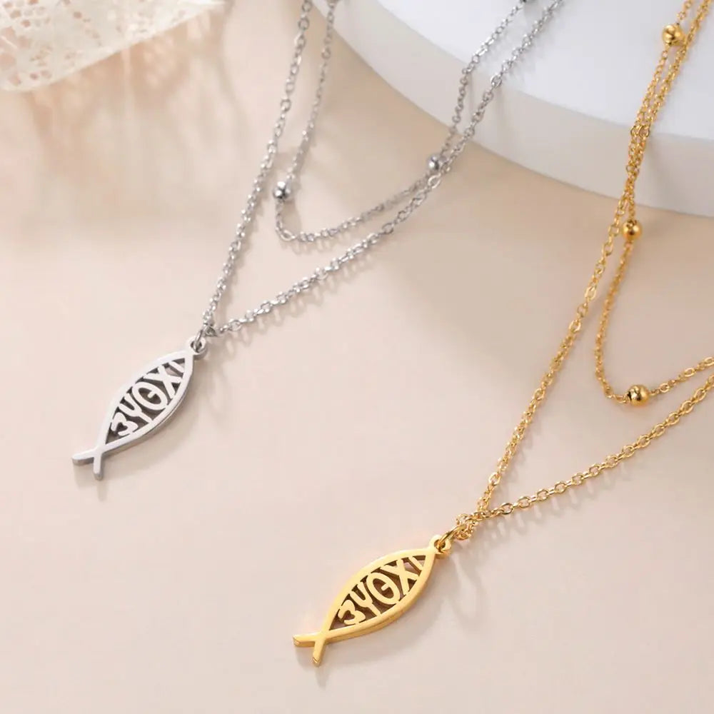 Inspirerende Dawapara Jezus Vis Ichthys Symbool Ketting