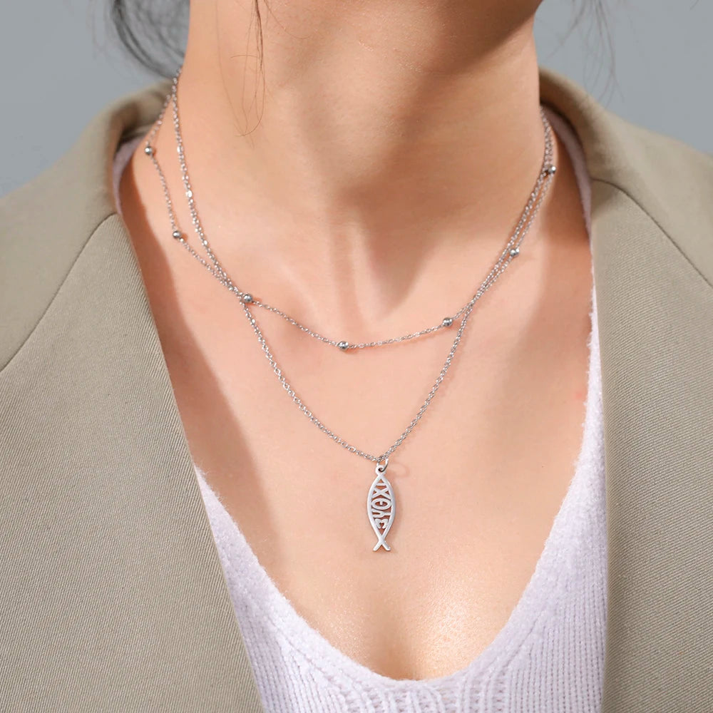 Inspirerende Dawapara Jezus Vis Ichthys Symbool Ketting