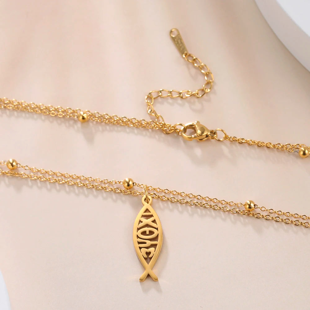Inspirerende Dawapara Jezus Vis Ichthys Symbool Ketting