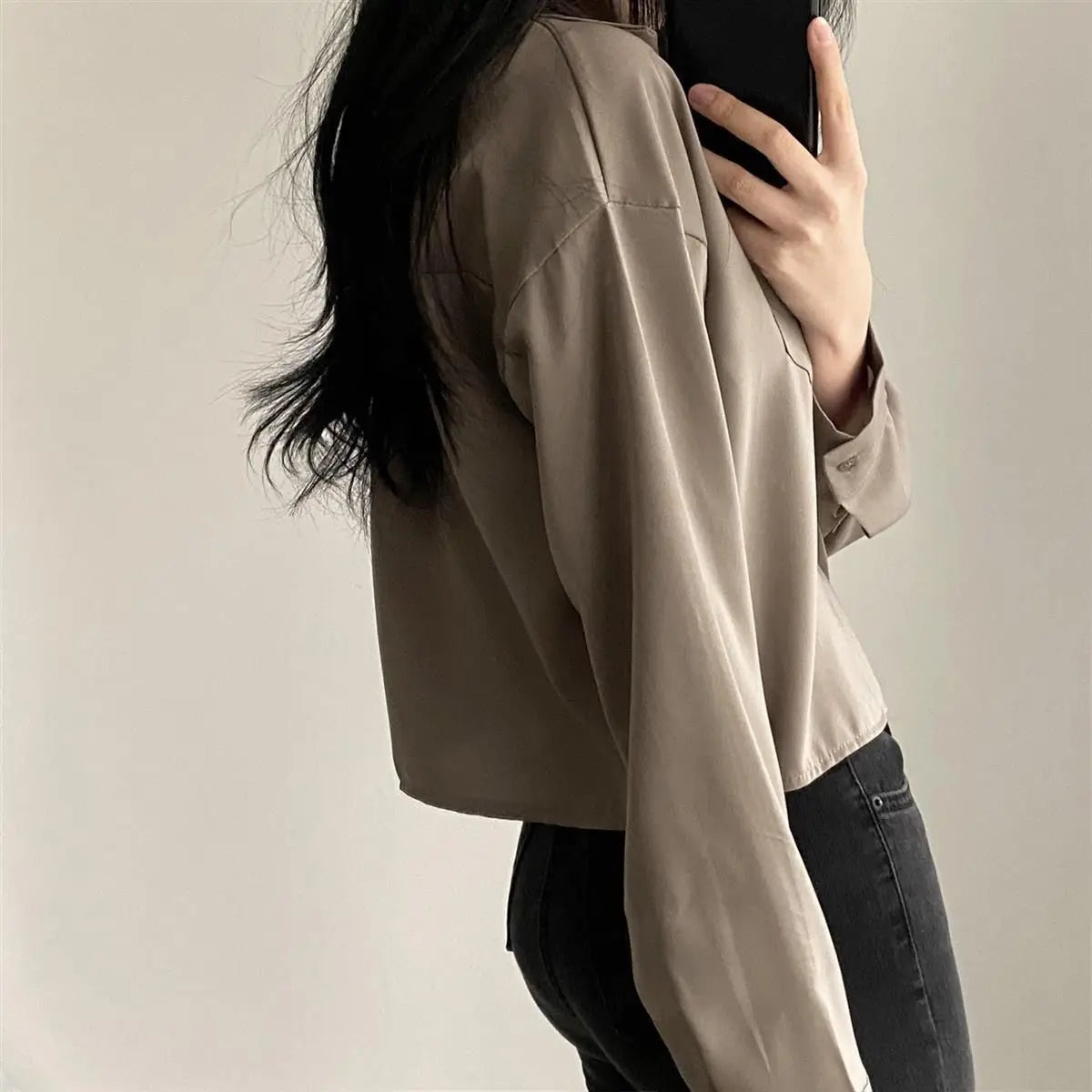 Deeptown Vintage Chemises à Manches Longues Courtes Pour Jeunes Femmes
