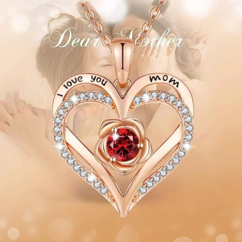 Rozenhart Hanger Robijn Ketting voor Moeders en Grootmoeders