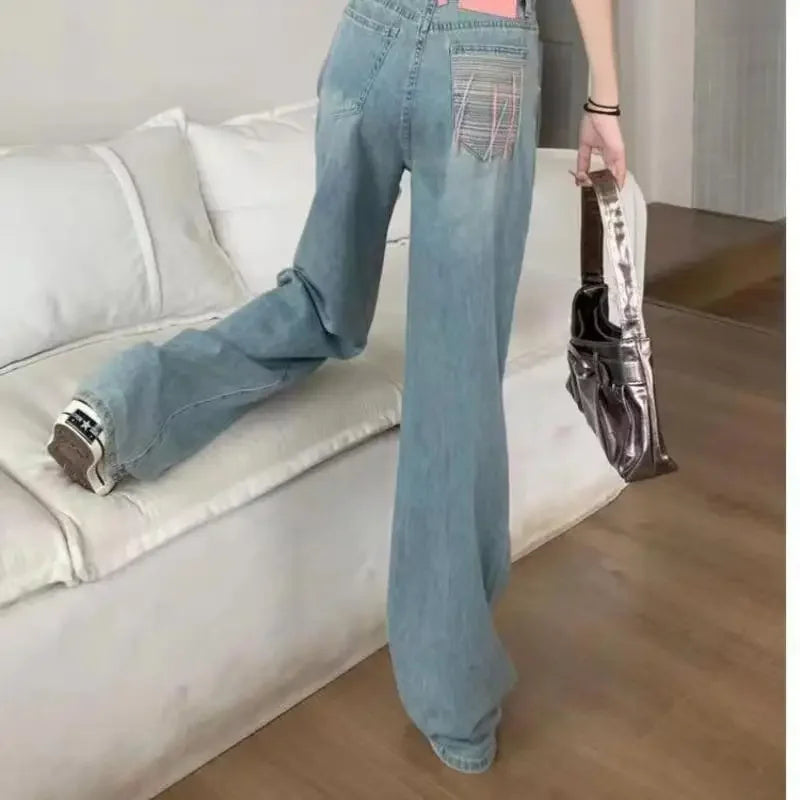 Chic Trends Jeans de Pierna Recta con Pantalones Anchos