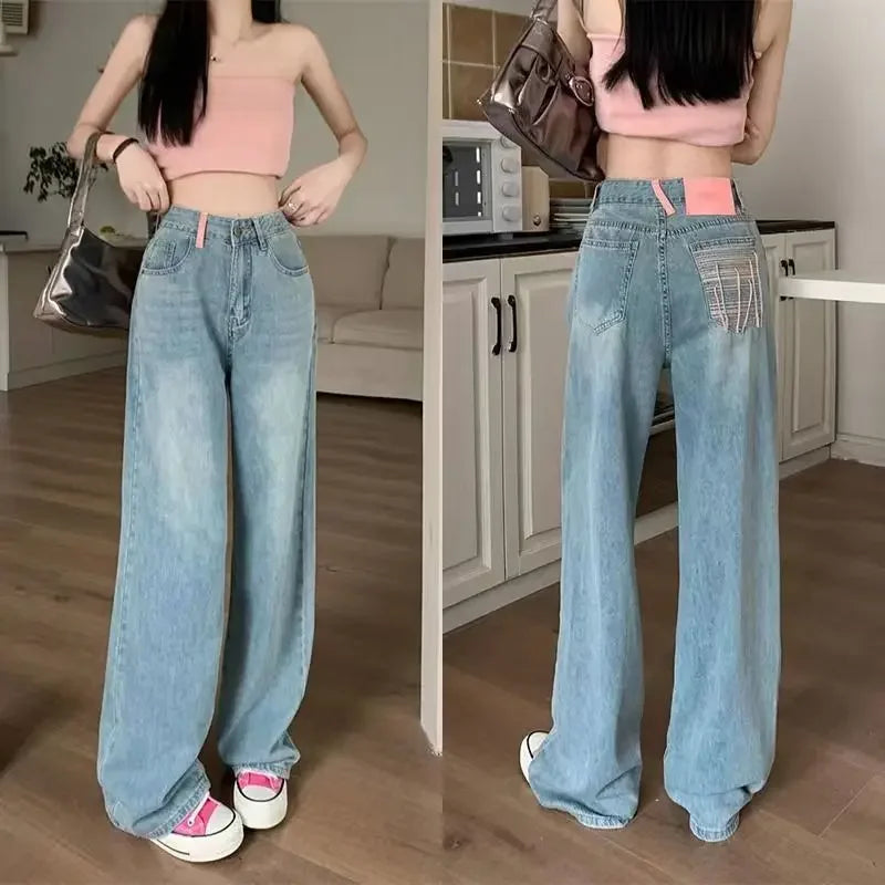 Chic Trends Jeans de Pierna Recta con Pantalones Anchos