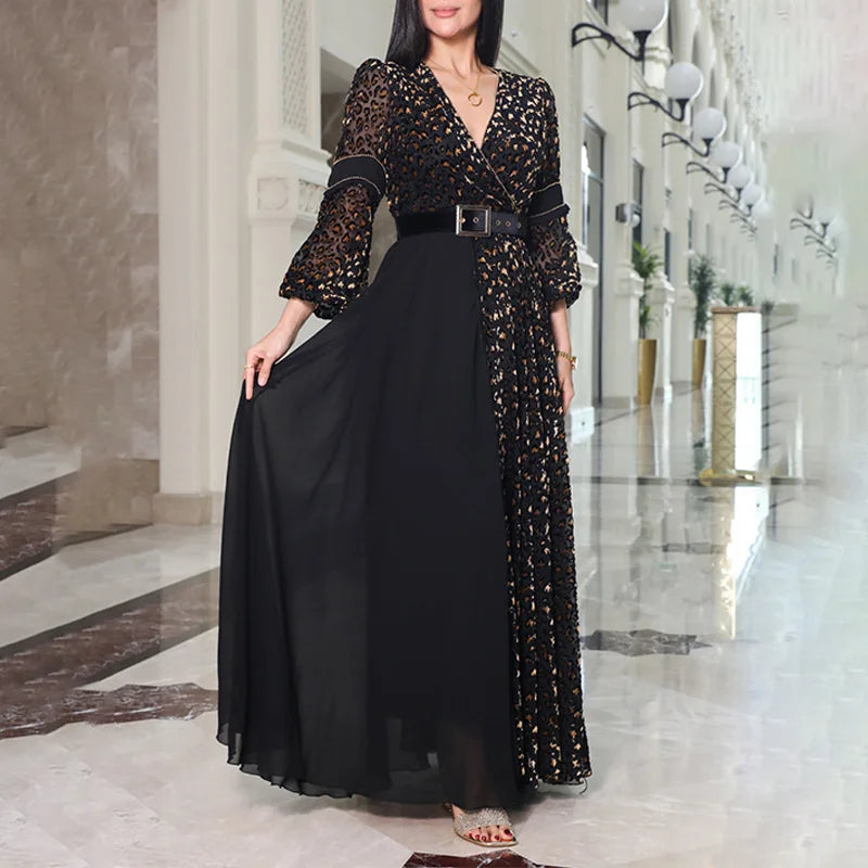 Stijlvolle Zomerjurk met Diepe V-Hals en A-Lijn Rok